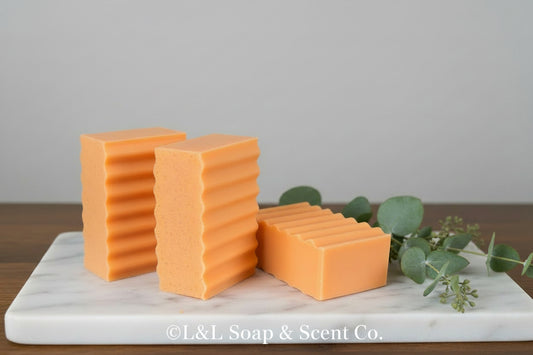Orange rectangle, orange essential oil, scented Shea butter soap ￼