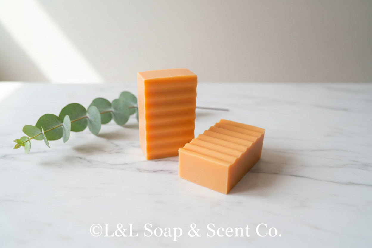 Orange rectangle, orange essential oil, scented Shea butter soap 