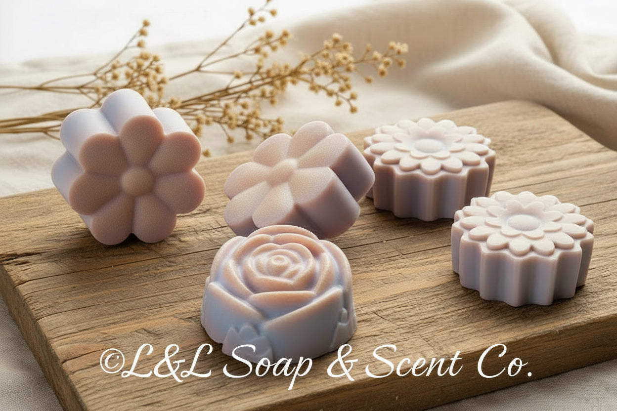 Pink, blue ombré fruity rings scented Shea butter soap flower shape 